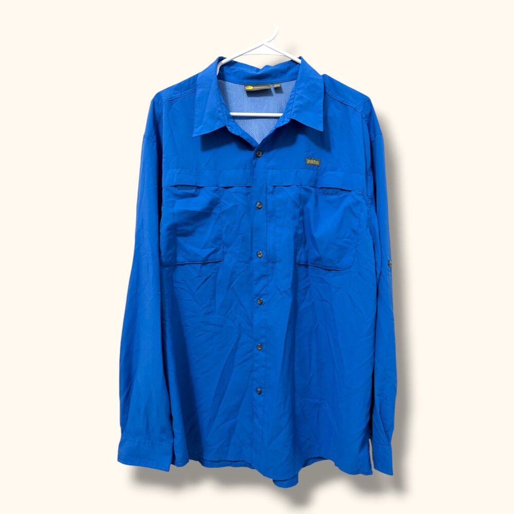 Solstice Shirt Mens XL Long Sleeve Button Up Outdoor Fishing Blue Lightweight